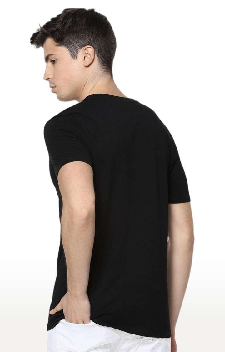 Men's Black Printed Regular T-Shirts