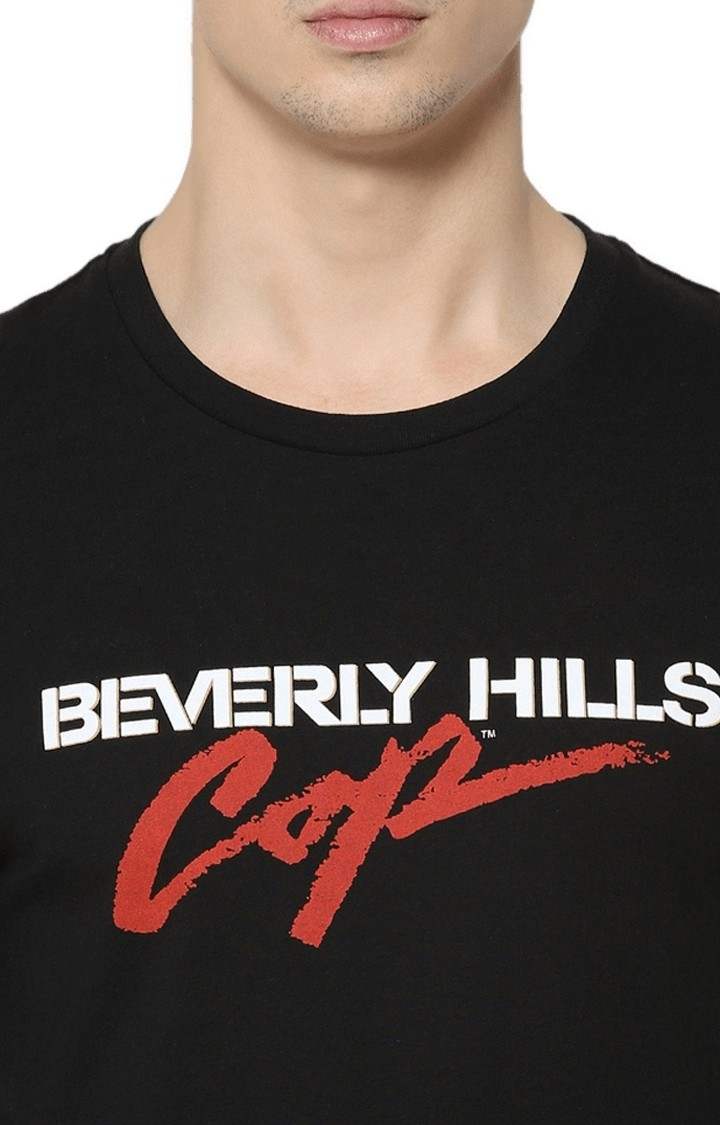 Men's Black Printed Regular T-Shirts