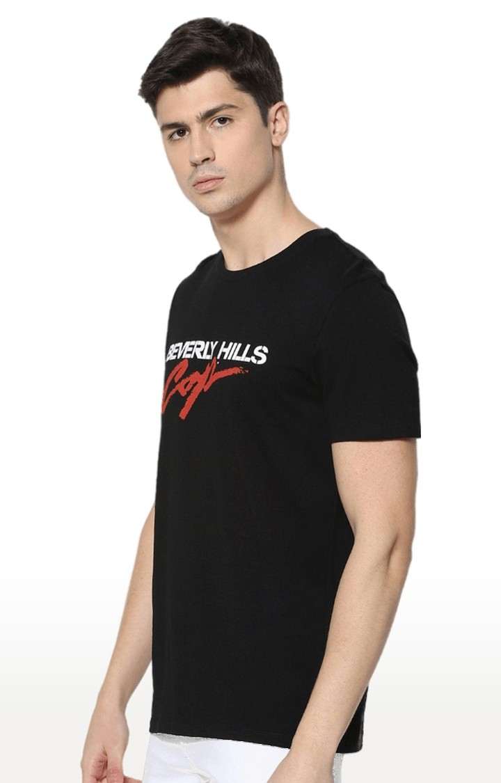Men's Black Printed Regular T-Shirts