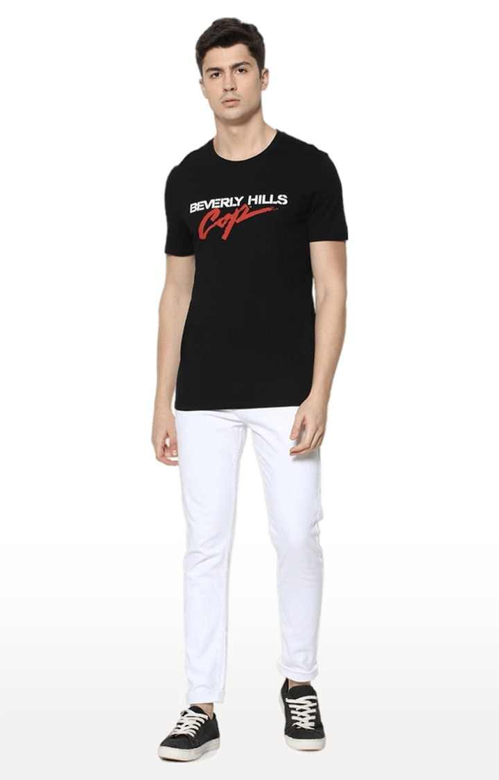 Men's Black Printed Regular T-Shirts