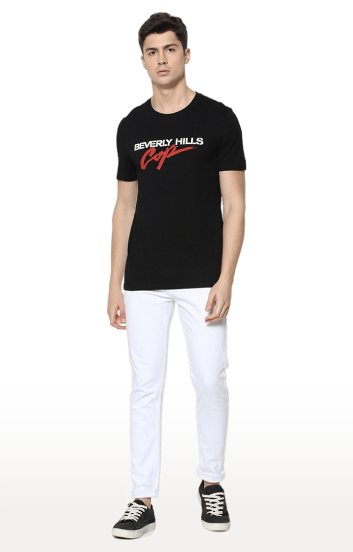 celio | Men's Black Printed Regular T-Shirts 1