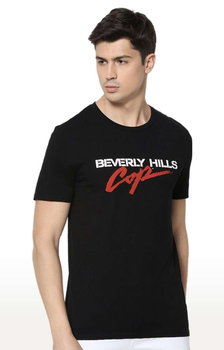 Men's Black Printed Regular T-Shirts