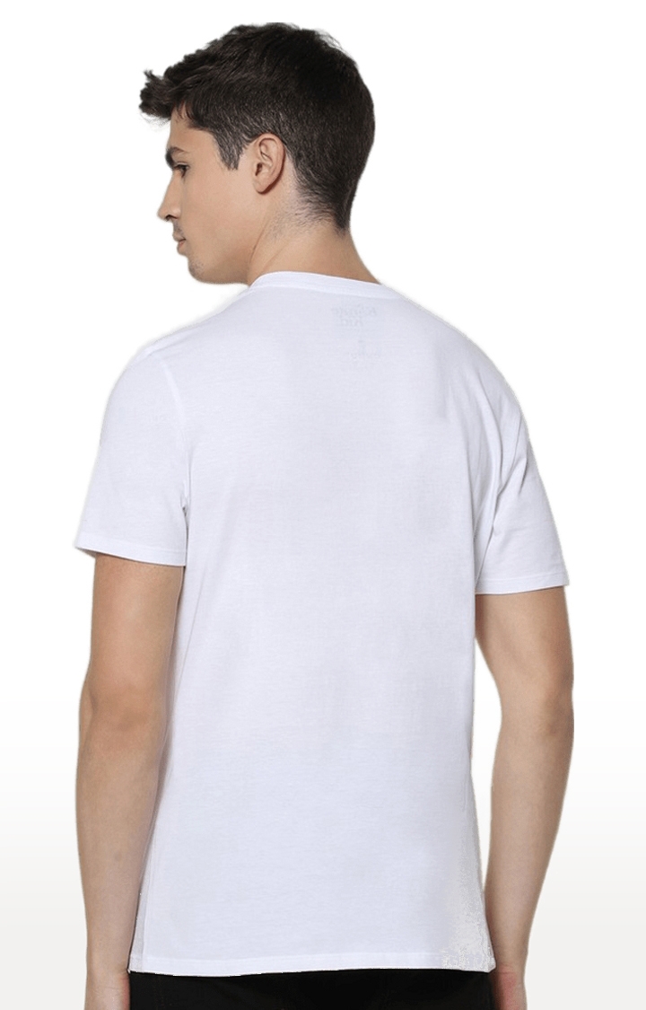 celio | Men's White Typographic Regular T-Shirts 3