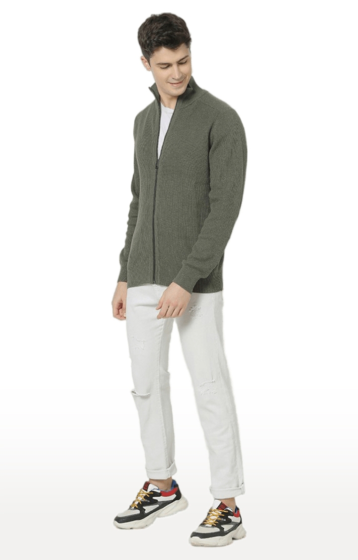 Men's Green Textured Sweatshirts
