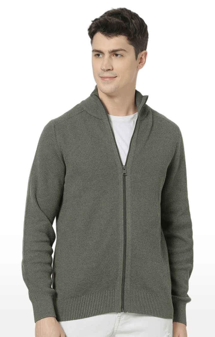 celio | Men's Green Textured Sweatshirts
