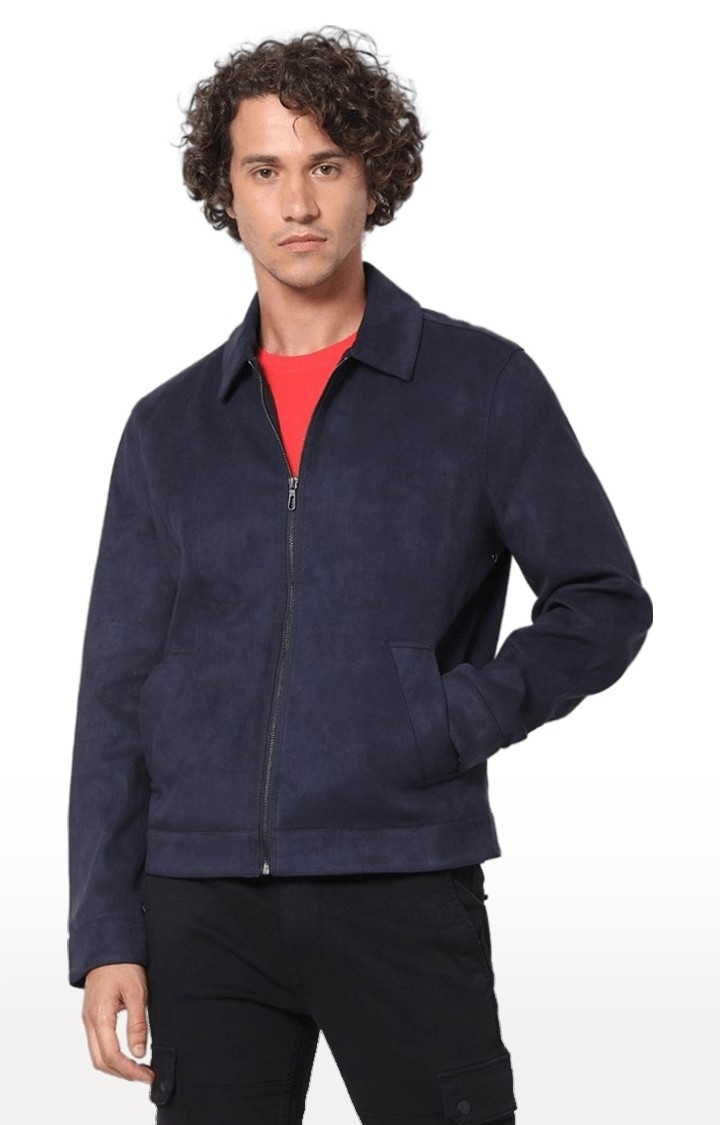 celio | Men's Blue Solid Western Jackets