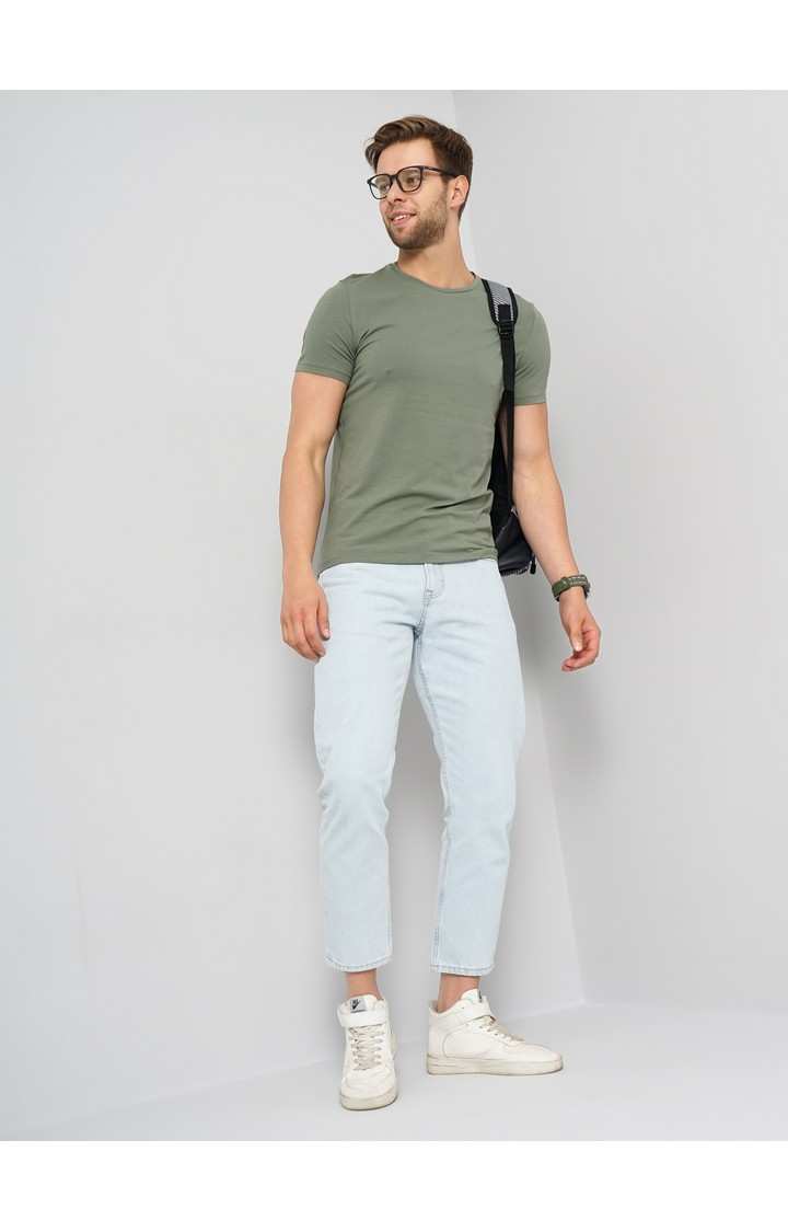 Men's Green Solid Regular T-Shirts