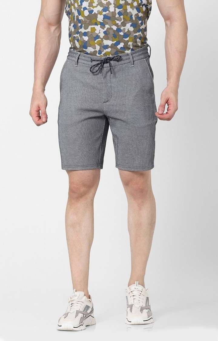 Men's Blue Polycotton Solid Shorts