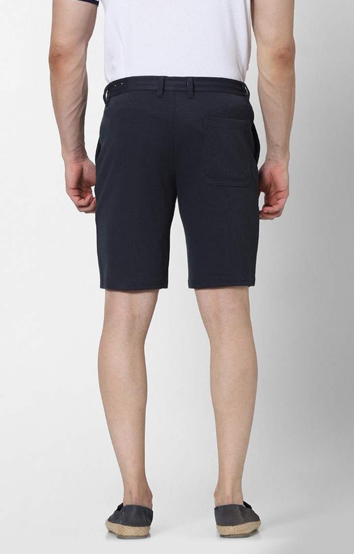Men's Blue Polycotton Solid Shorts