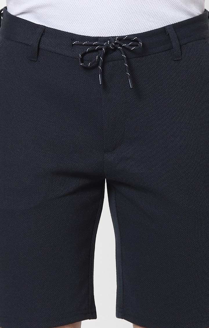 Men's Blue Polycotton Solid Shorts