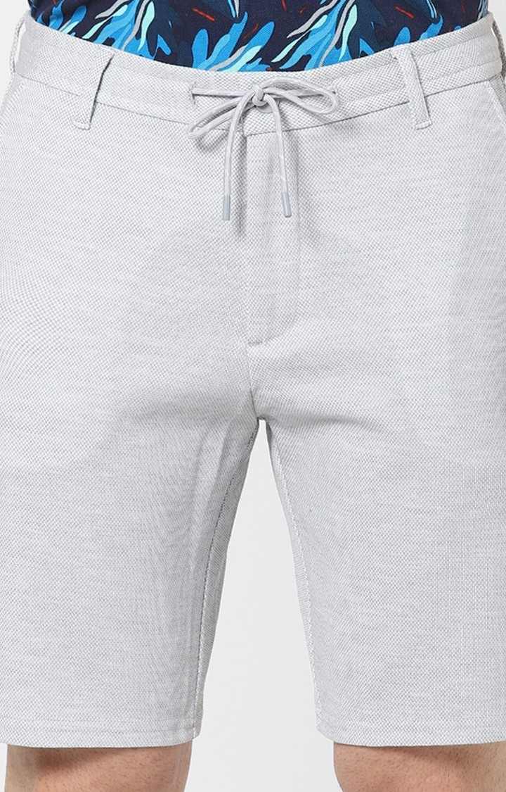 Men's Grey Polycotton Solid Shorts