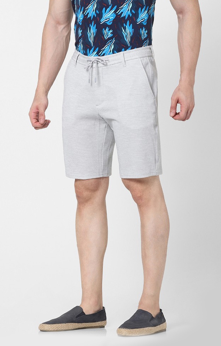 celio | Men's Grey Polycotton Solid Shorts 1