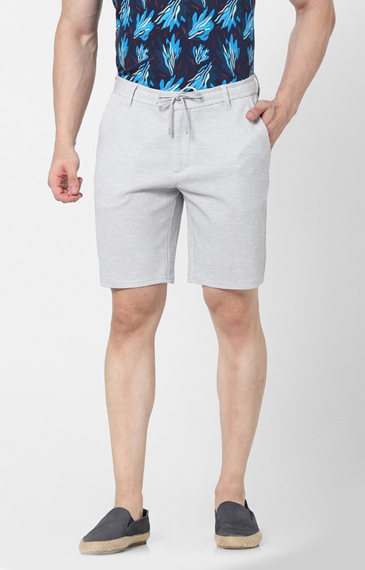 celio | Men's Grey Polycotton Solid Shorts