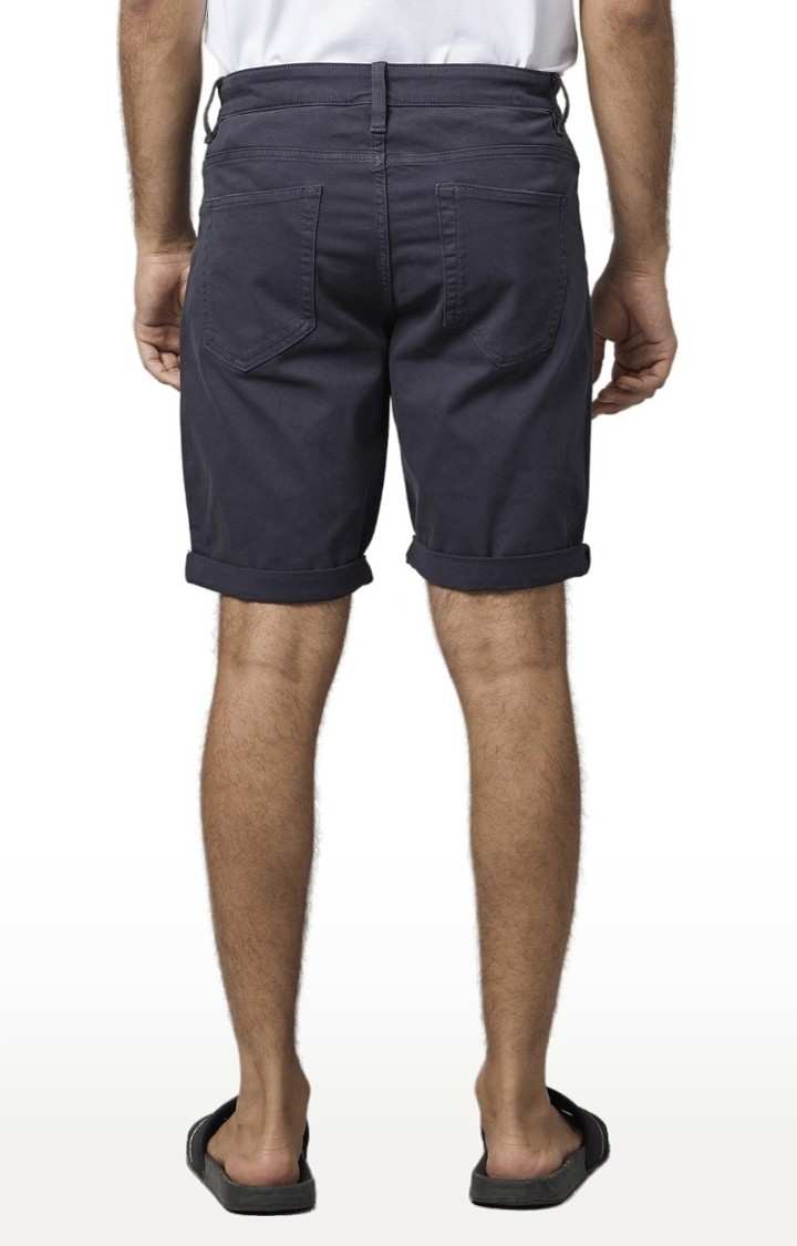 Men's Blue Cotton Solid Shorts