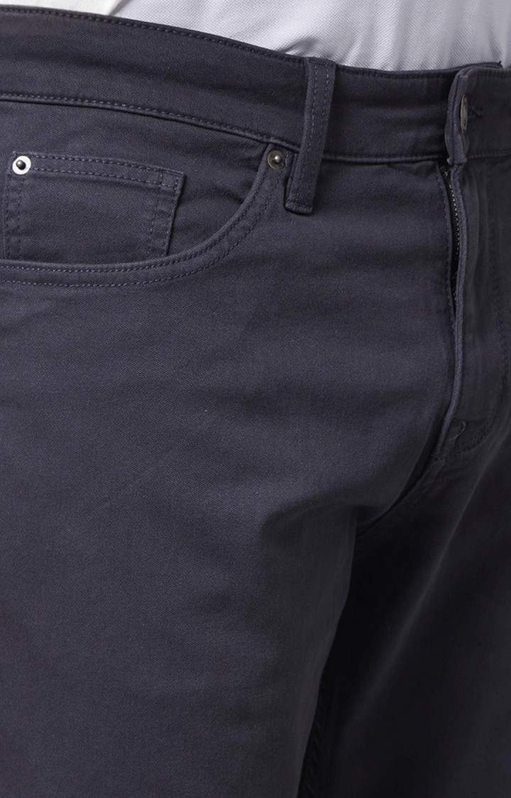 Men's Blue Cotton Solid Shorts
