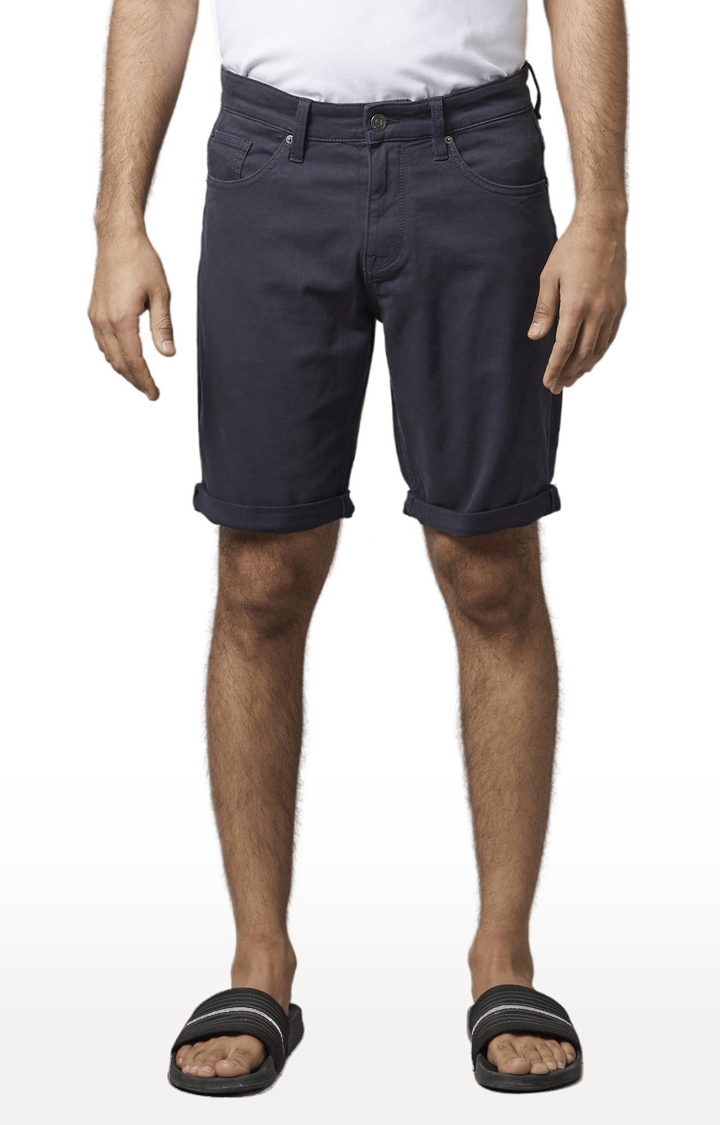 celio | Men's Blue Cotton Solid Shorts 0