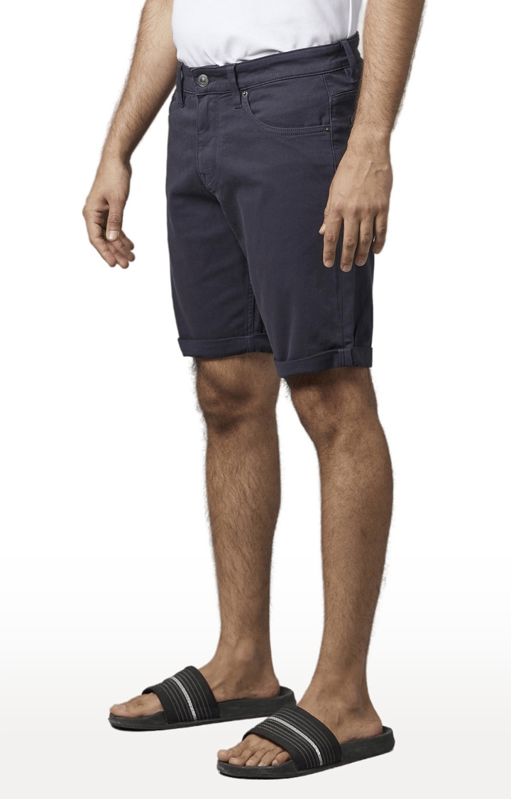 celio | Men's Blue Cotton Solid Shorts 3