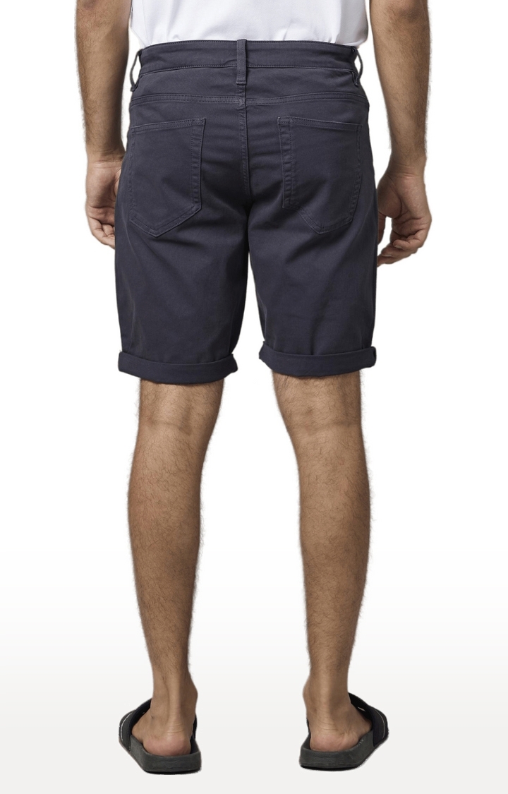 celio | Men's Blue Cotton Solid Shorts 4
