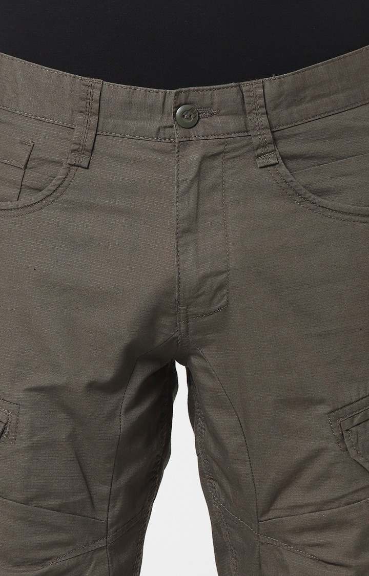 Men's Brown Cotton Solid Shorts