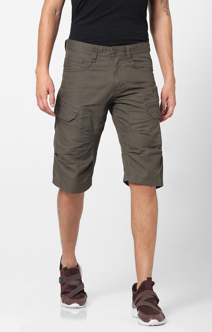 celio | Men's Brown Cotton Solid Shorts