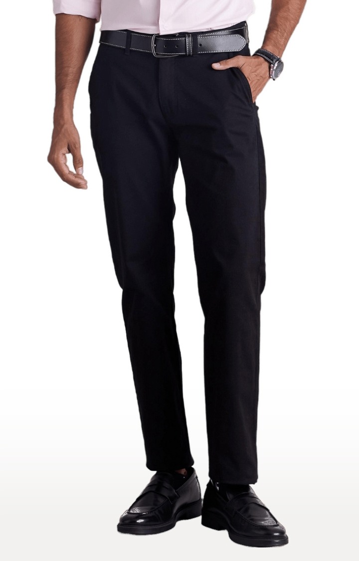 celio | Men's Blue Cotton Blend Solid Trousers 5