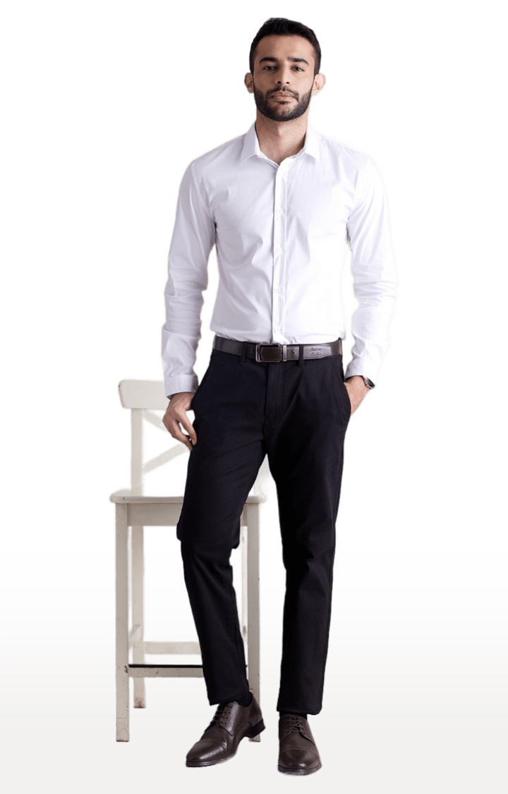 Men's Cotton Formal Trousers - Solid Black
