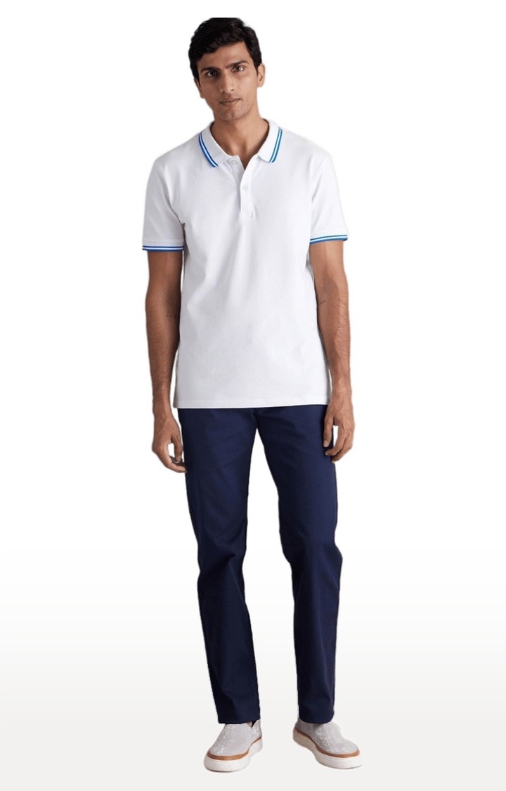 celio | Men's Blue Cotton Blend Solid Chinos