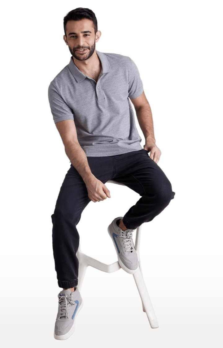 Men's Grey Melange Polos
