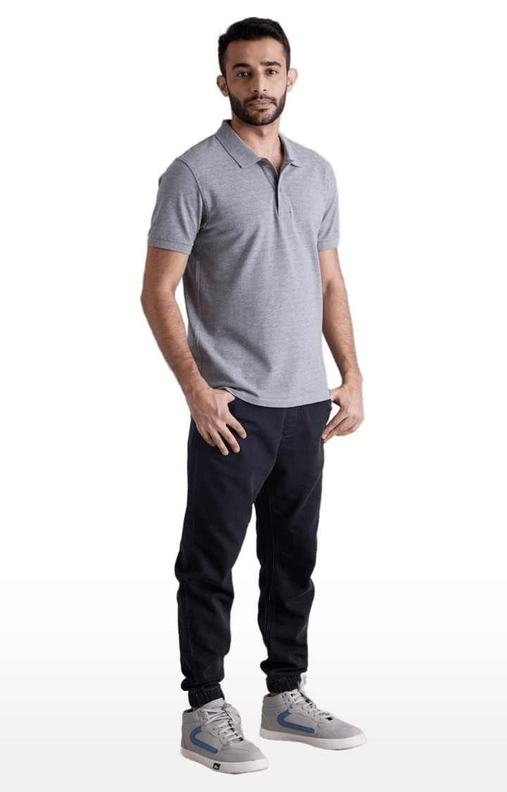 Men's Grey Melange Polos