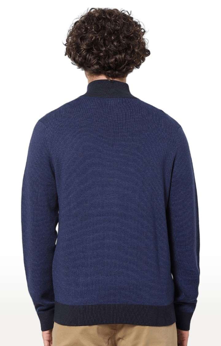 Men's Blue Solid Sweaters