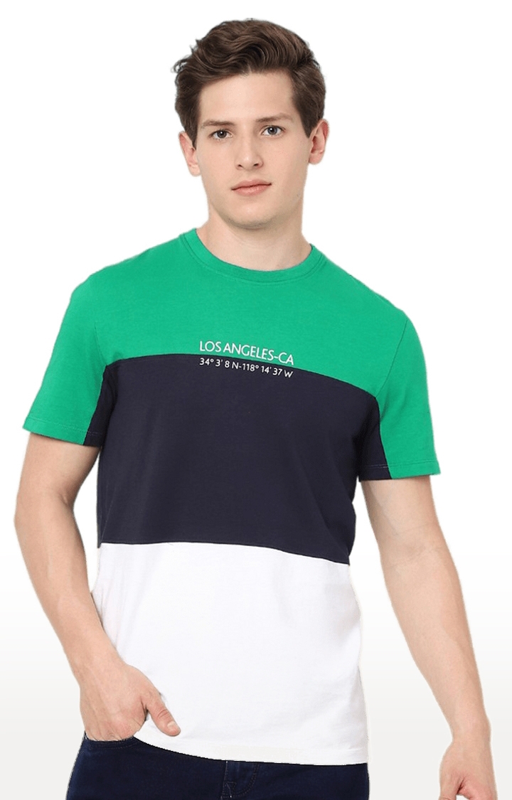 Men's Multi Colourblock Regular T-Shirts