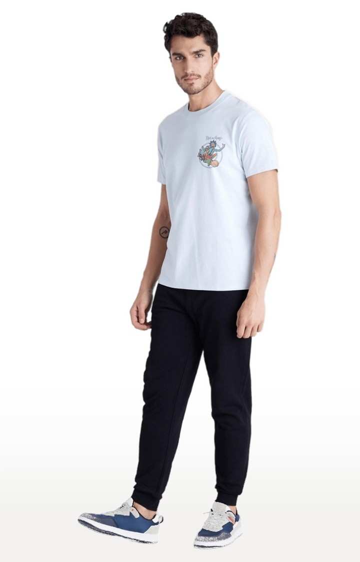 Men's Blue Cotton Solid Casual Joggers