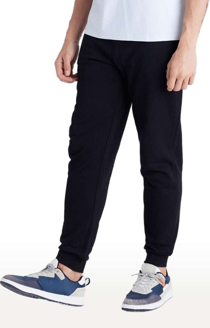 Men's Blue Cotton Solid Casual Joggers