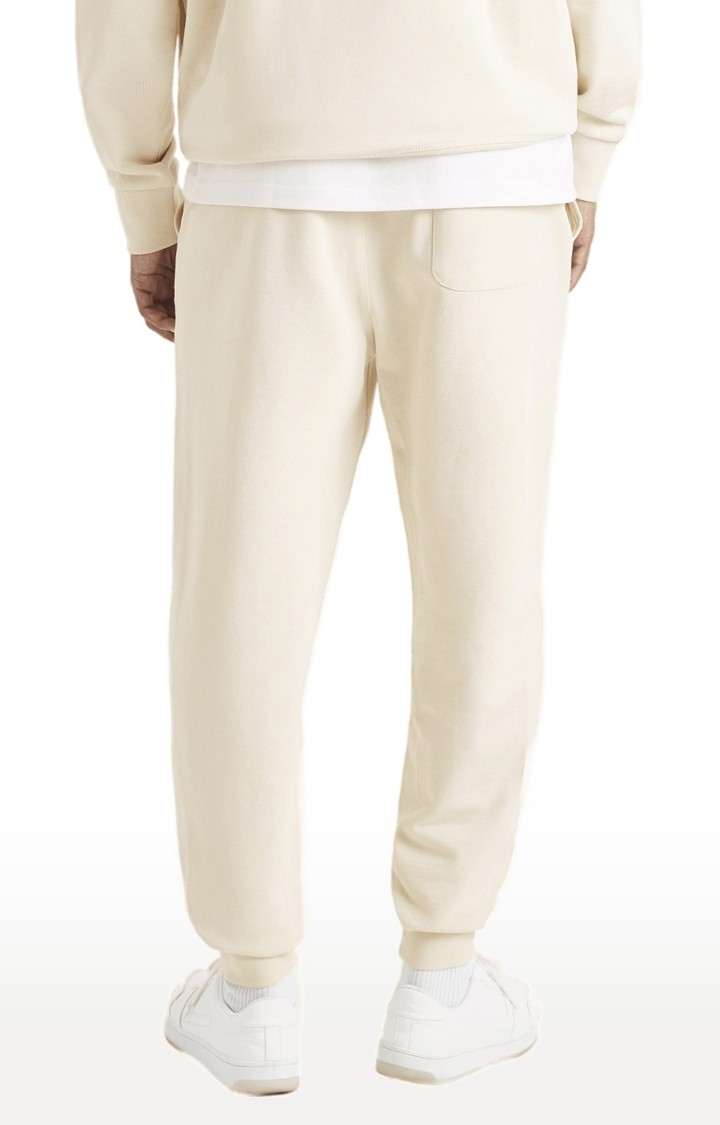 Men's Beige Cotton Solid Casual Joggers