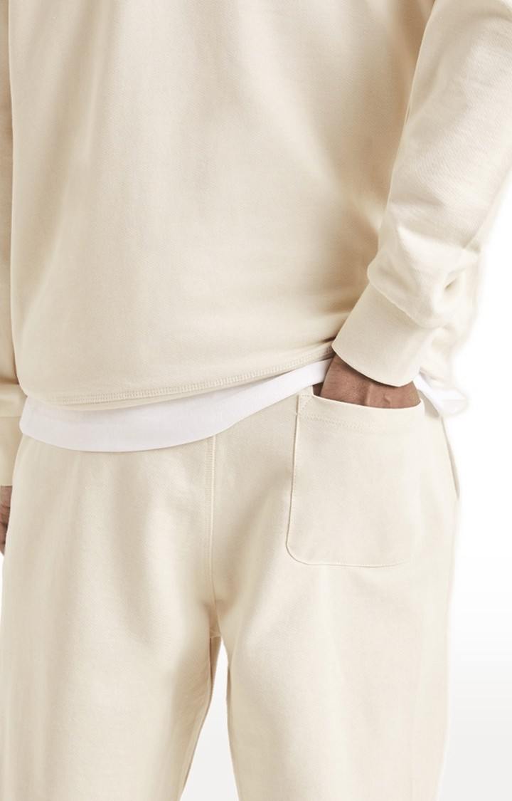 Men's Beige Cotton Solid Casual Joggers