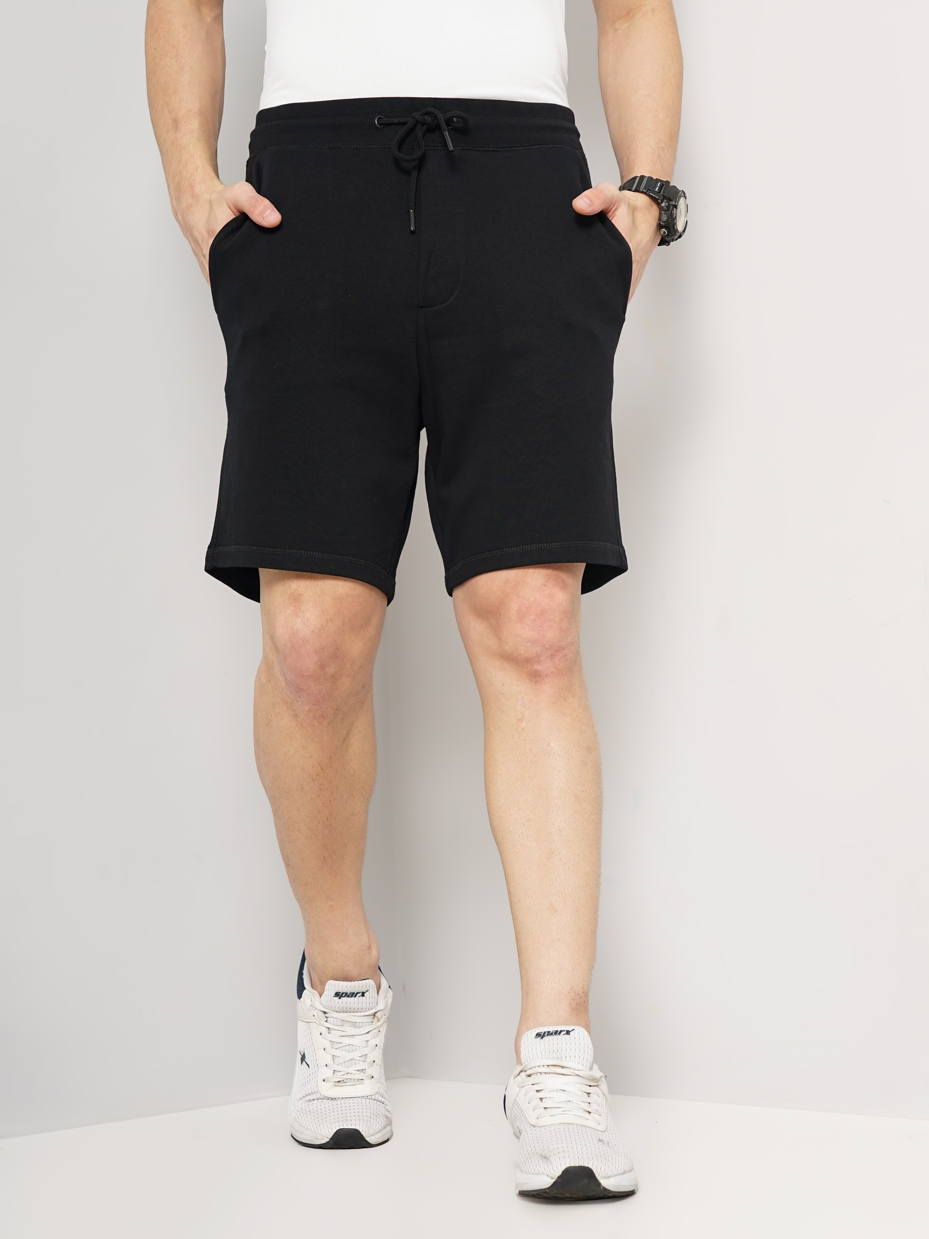 celio | Celio Men's Solid Solid Black Cotton Shorts