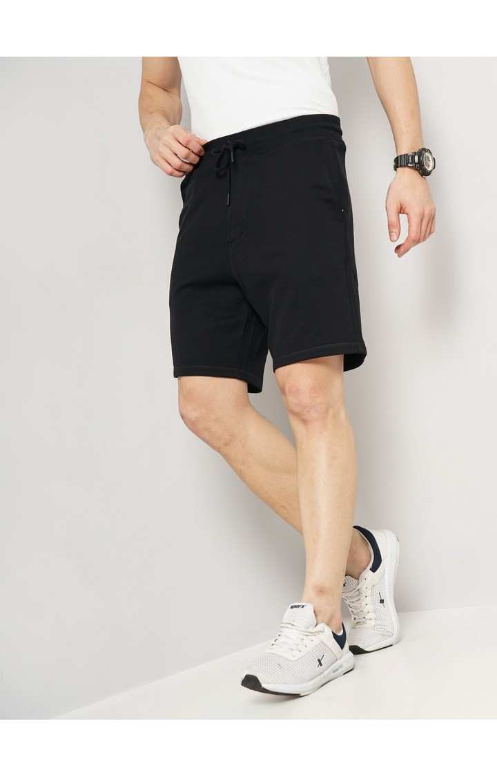 Celio Men's Solid Solid Black Cotton Shorts