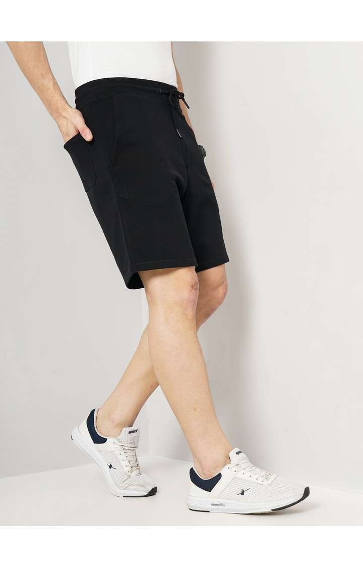 Celio Men's Solid Solid Black Cotton Shorts