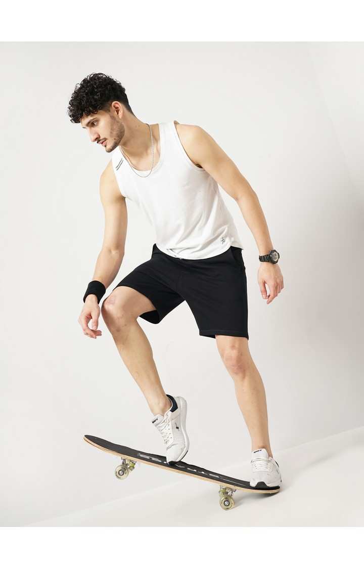 Celio Men's Solid Solid Black Cotton Shorts