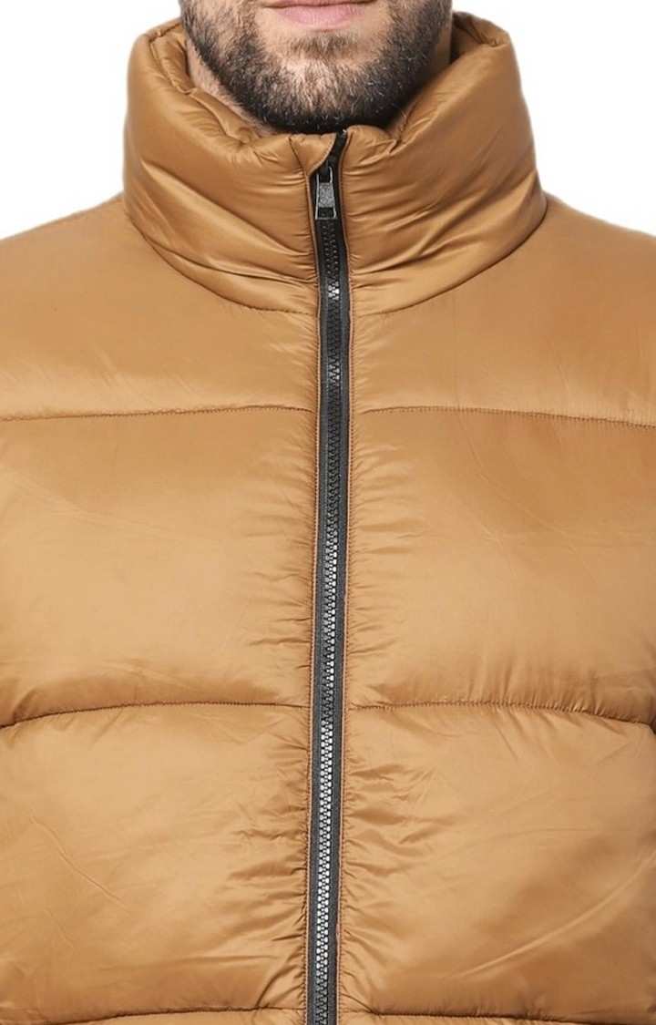 Men's Brown Solid Bomber Jackets