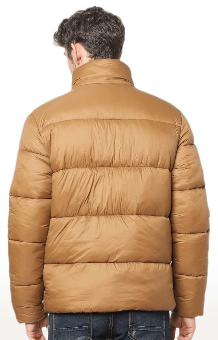 Men's Brown Solid Bomber Jackets