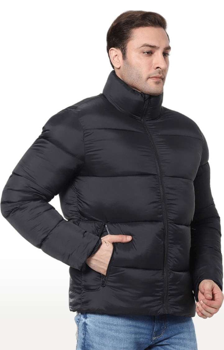 Men's Black Solid Bomber Jackets