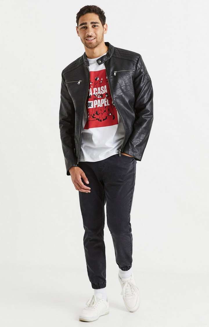 Men's White Printed Regular T-Shirts