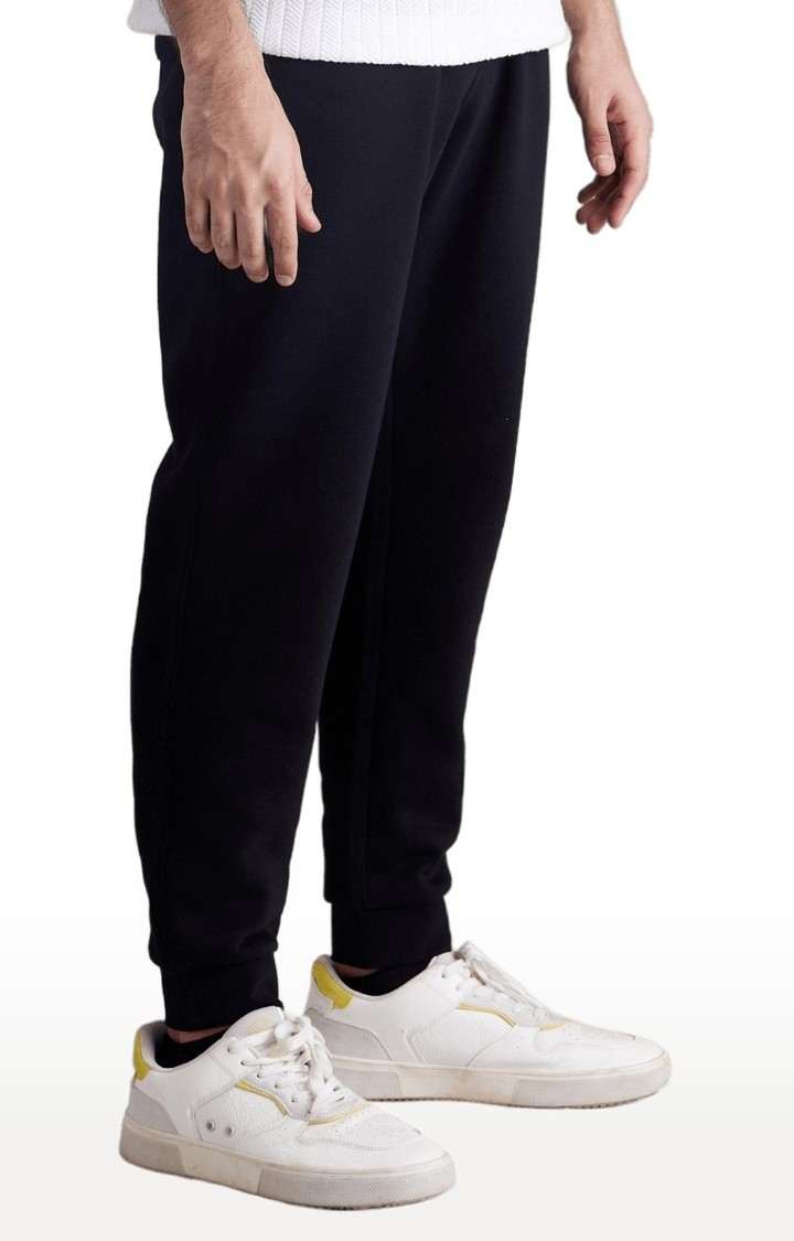 Men's Black Polycotton Solid Casual Joggers