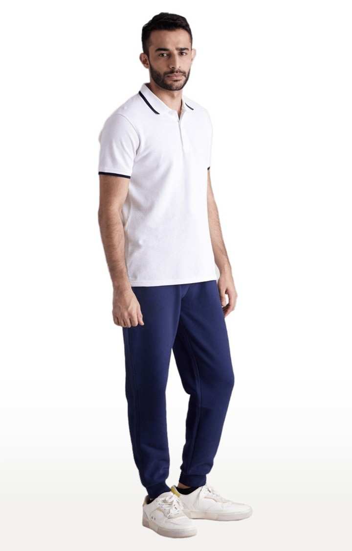 Men's Blue Polycotton Solid Casual Joggers