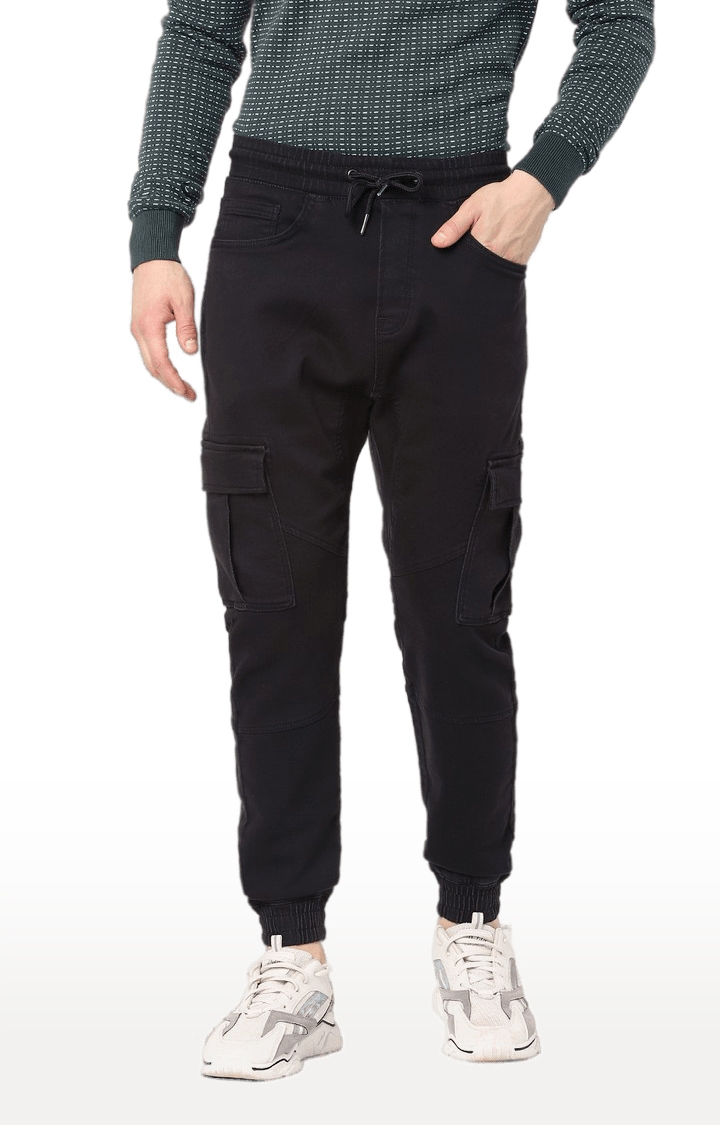 celio | Men's Black Cotton Solid Joggers Jeans