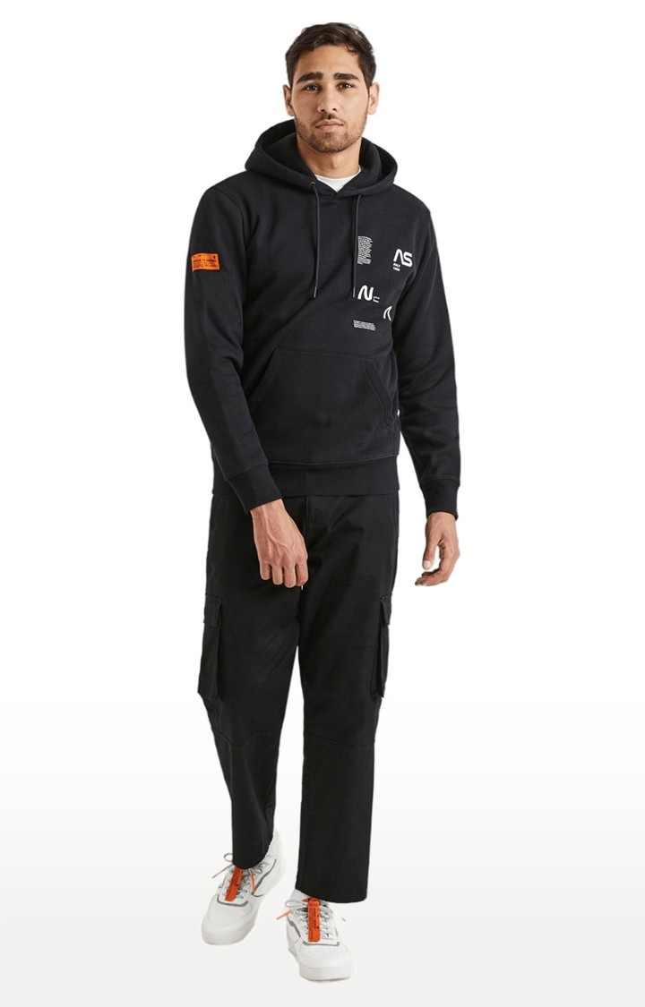 Men's Black Printed Hoodies