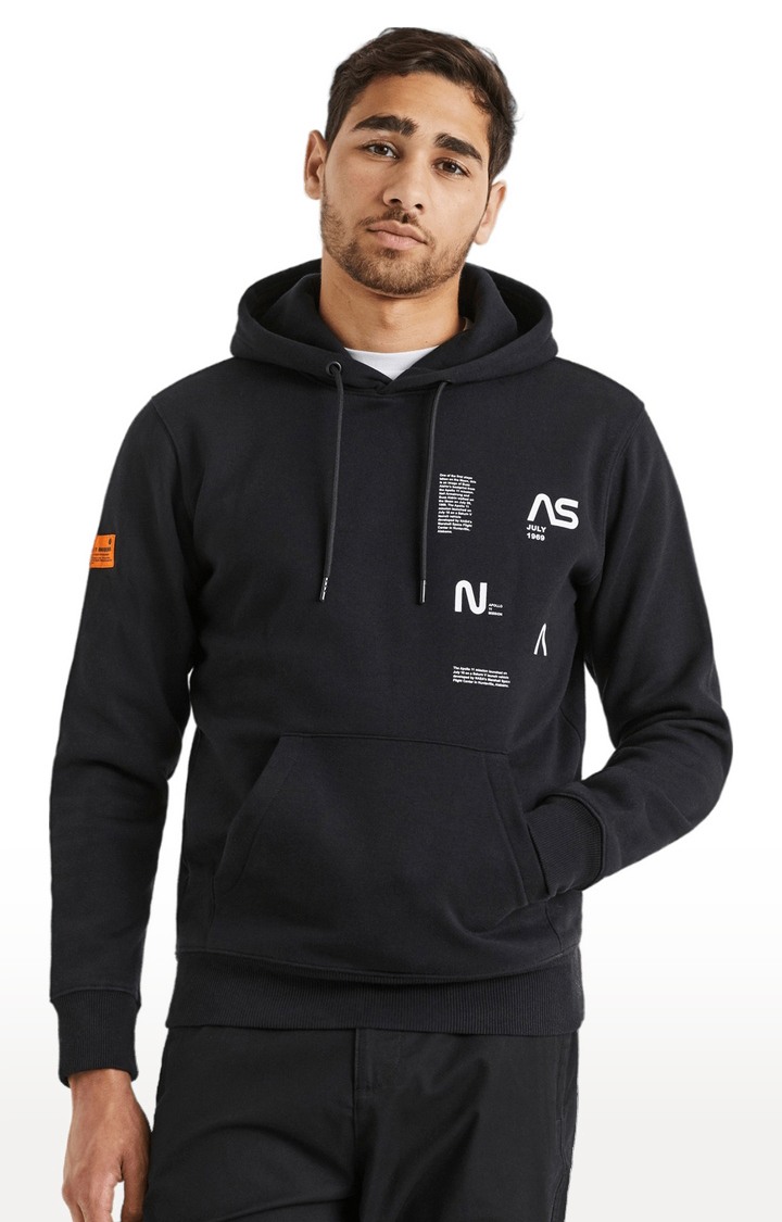 celio | Men's Black Printed Hoodies