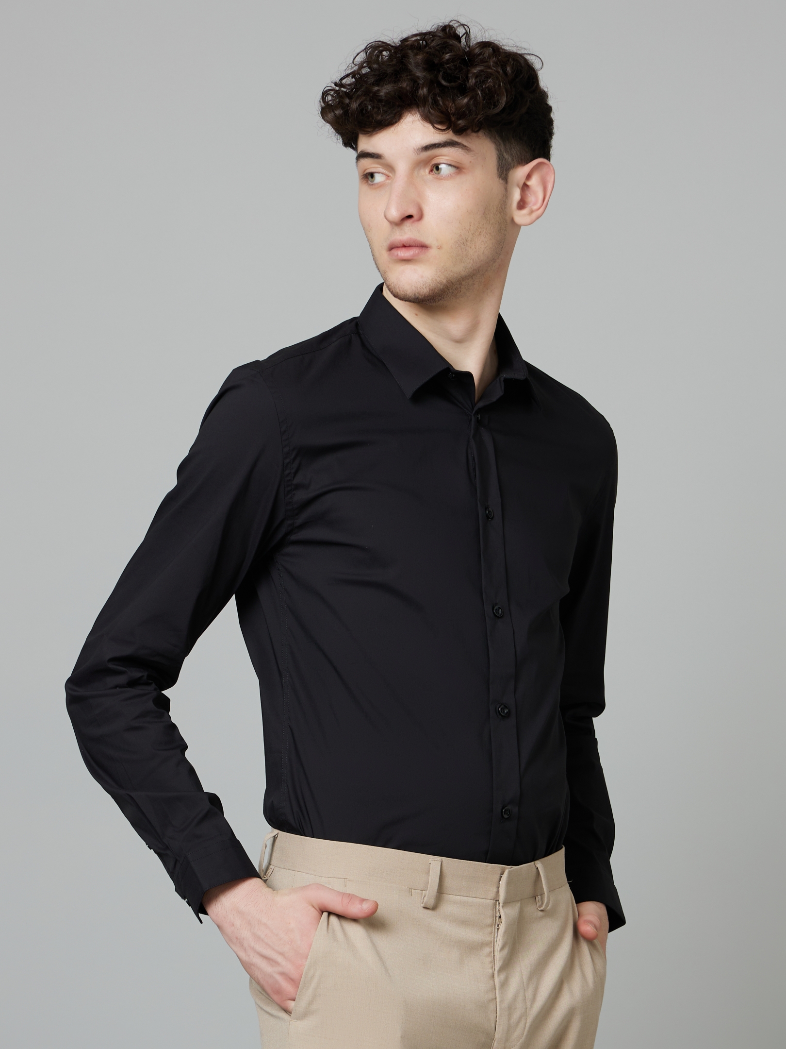 Men's Black Solid Formal Shirts