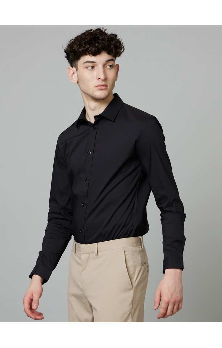 Men's Black Solid Formal Shirts